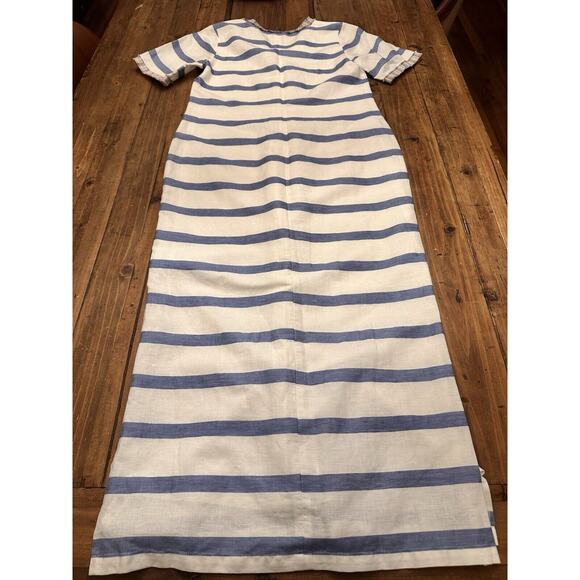 Vilagallo Linen Madison Maxi Dress Size 38 Striped Resort Coastal Vacation - Picture 15 of 16